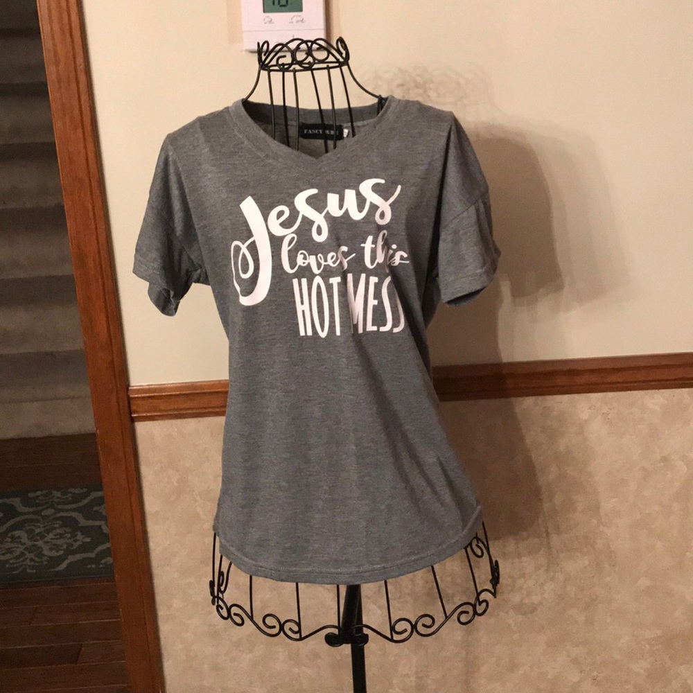 🍭EUC Fancy Cube Gray Jesus Tee